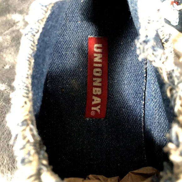 Denim Canvas Sneakers With Embroidered Smiley & Icons Frayed Detail - Picture 11 of 11